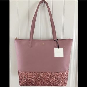 Kate spade large pink glitter tote shoulder bag